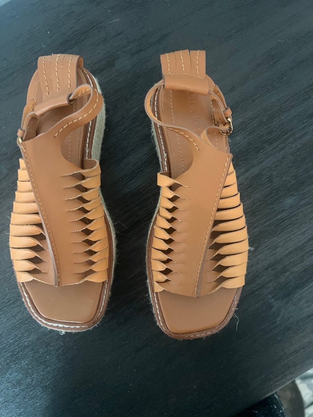 Ulla Johnson Cognac Brown Woven Leather Sandals